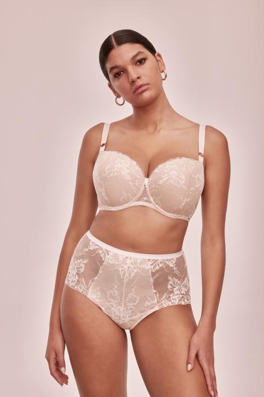 Sublime-koronkowe  figi z wysokim stanem w kolorze beżu i ekri